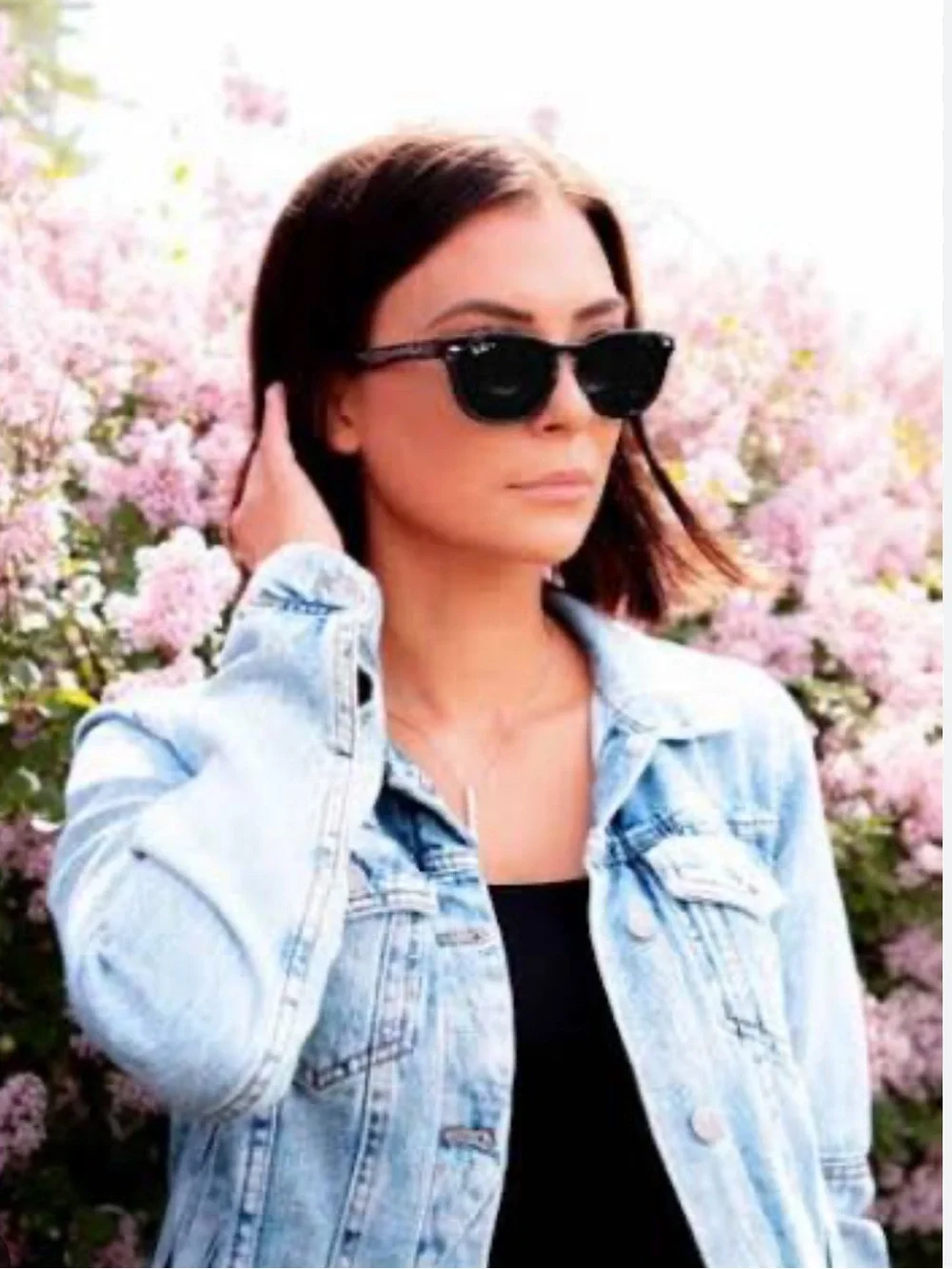 Ray-Ban Black Frame Sunglasses with Green Lenses